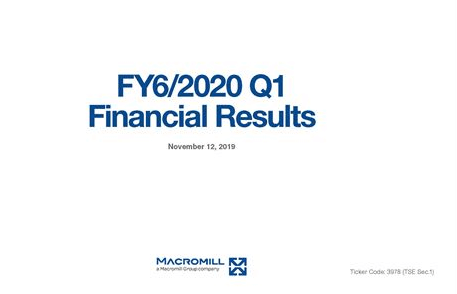 FY6/2020 Q1 Financial Results