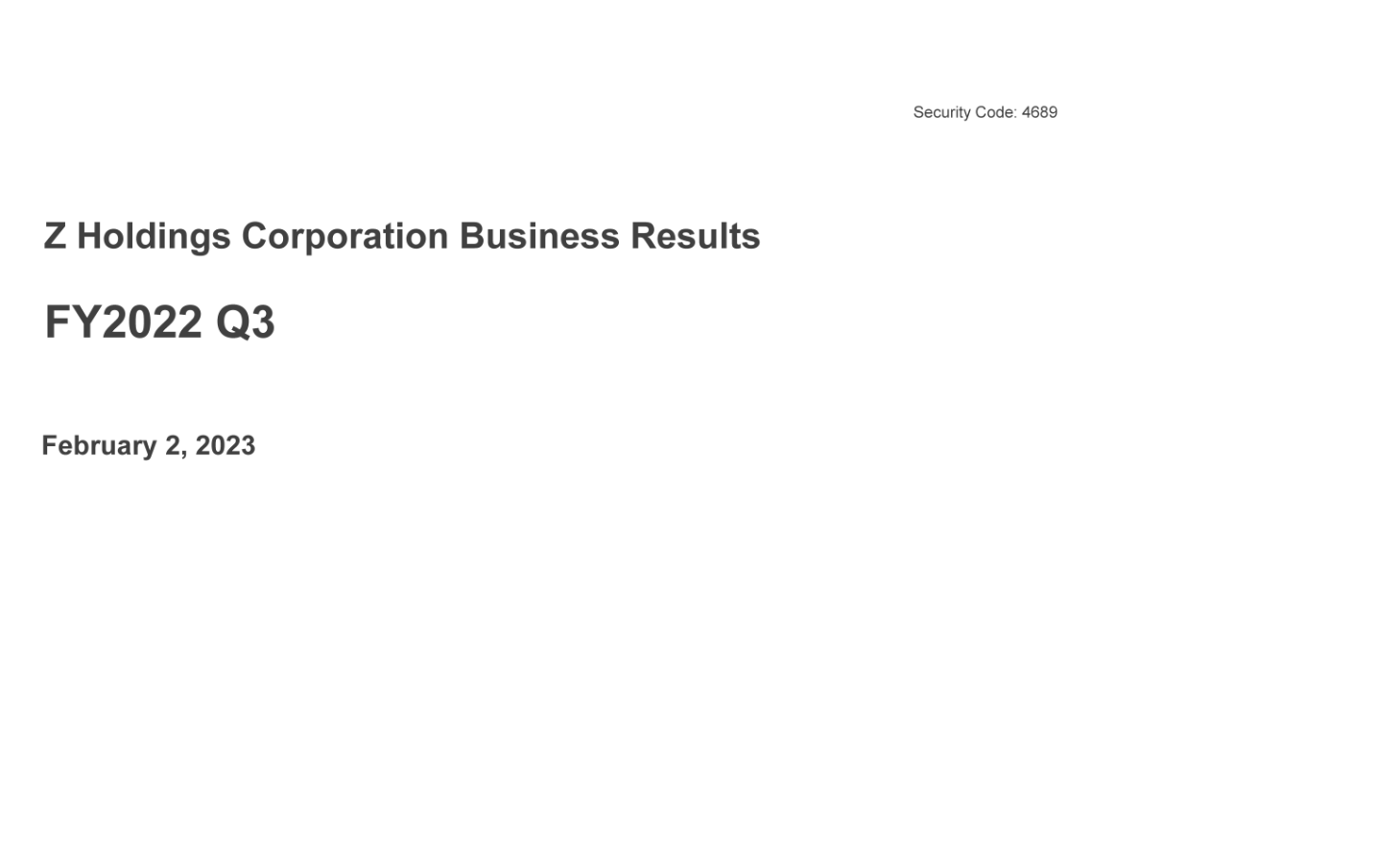 FY2022 Q3 Business Results